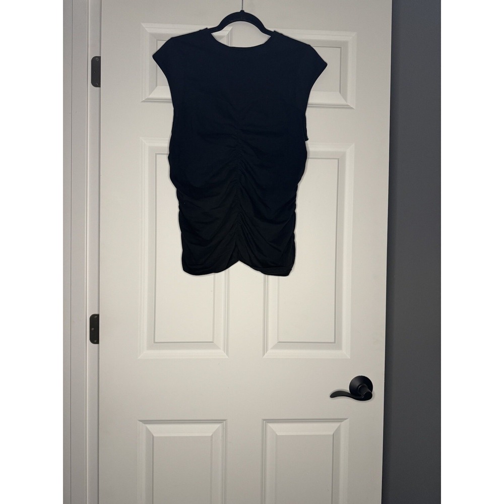 Express Ruched Cap Sleeve Tank Top Large Black Nwt